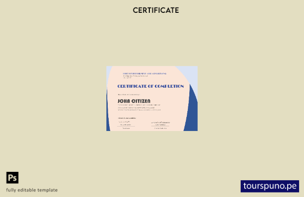 Plantilla de certificado de finalización de EE. UU. lista para imprimir en forma